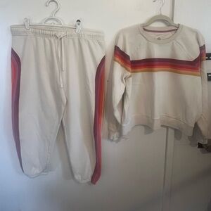 Marine Layer Cloud 9 Fleece Anytime Sweatshirt & sweatpants in Antique White XL
